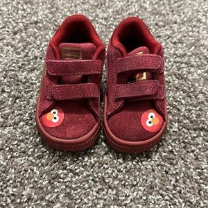 Red suede Puma Elmo shoes